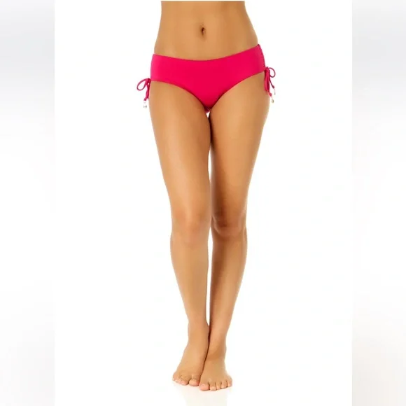 Women's Live In Color Side Tie Swim Bottom Color: Magenta - Picture 2 of 9